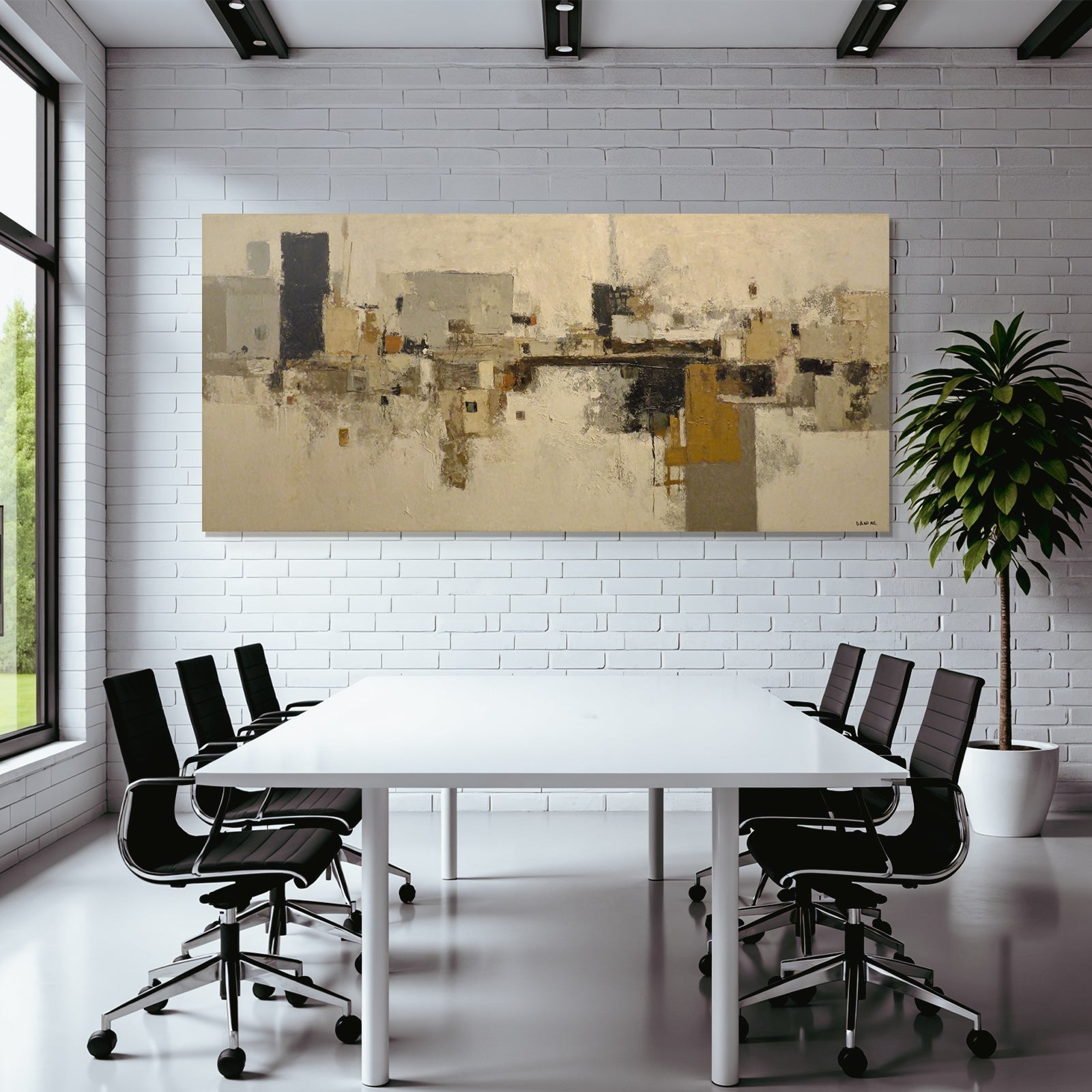 Abstracte Malerei Mit Geometrischen Formen Und Muten Farben