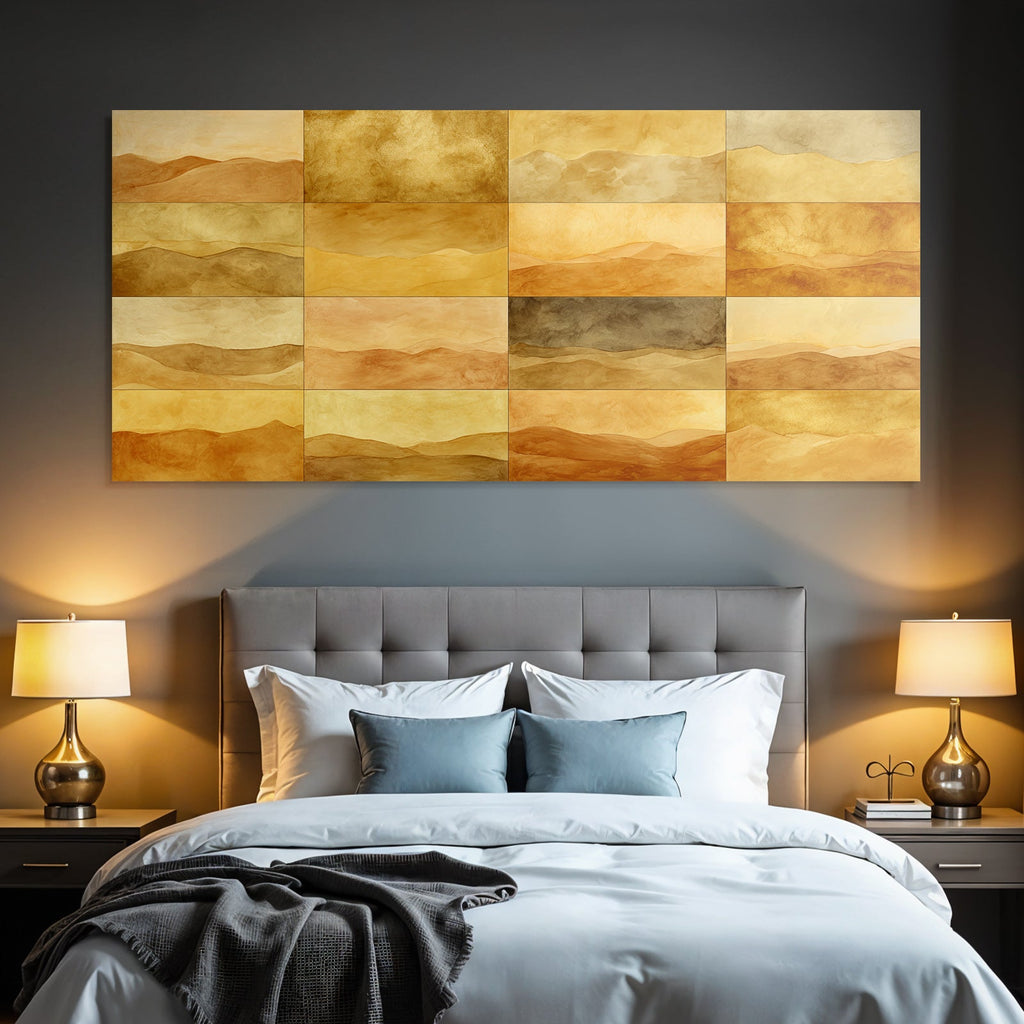 Abstrakte Landschaft Paneele Braun Gelb Wasserfarbe Texture
