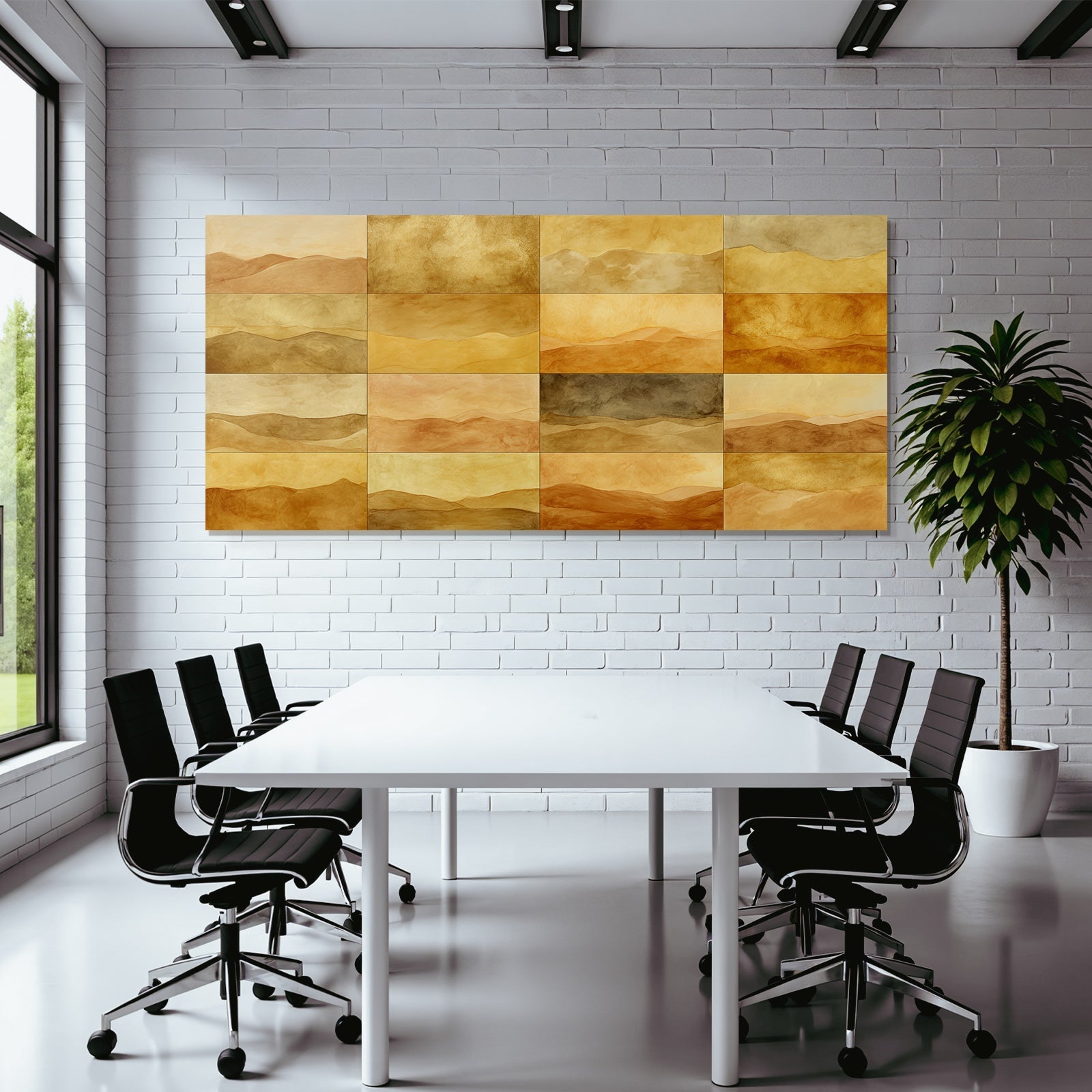 Abstrakte Landschaft Paneele Braun Gelb Wasserfarbe Texture