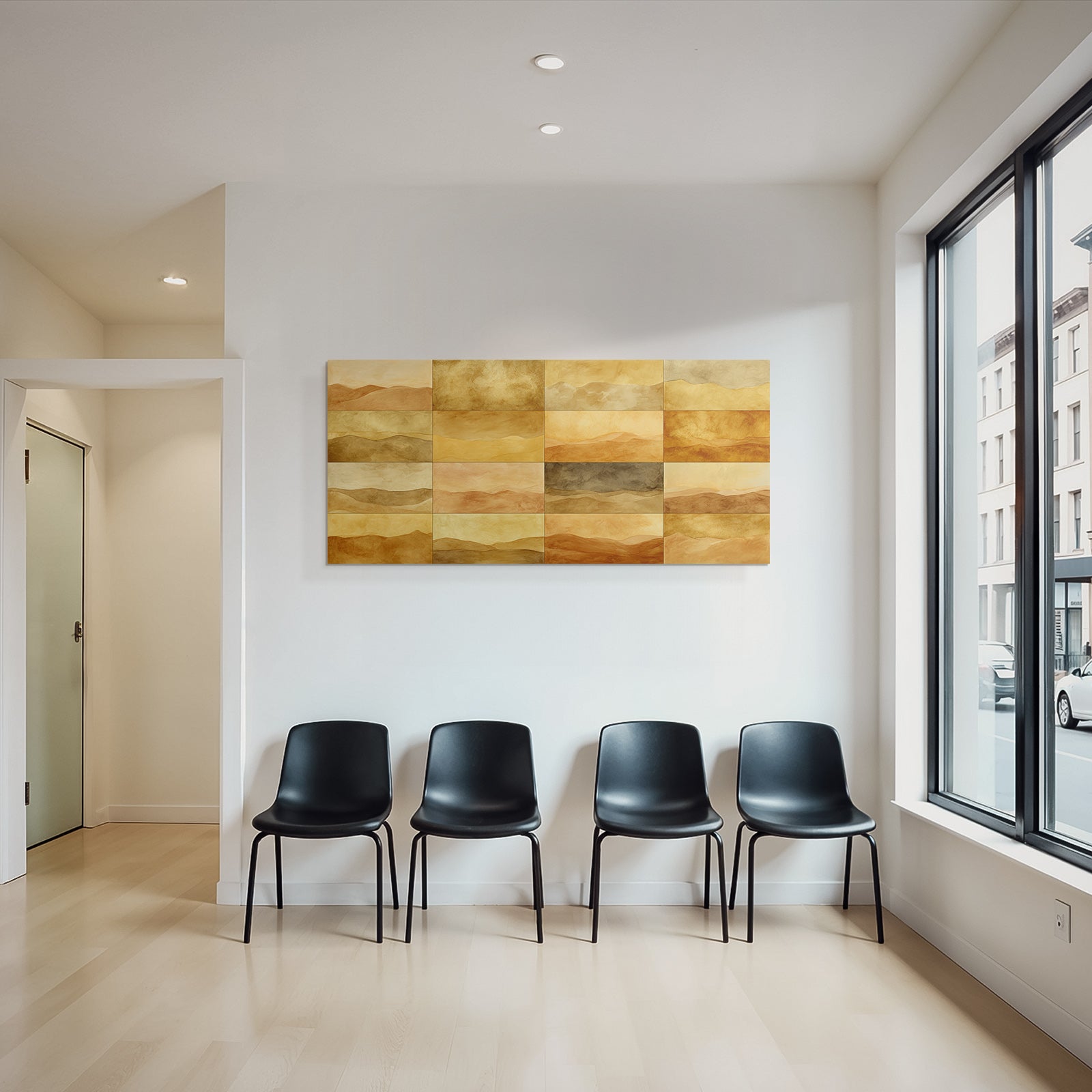 Abstrakte Landschaft Paneele Braun Gelb Wasserfarbe Texture