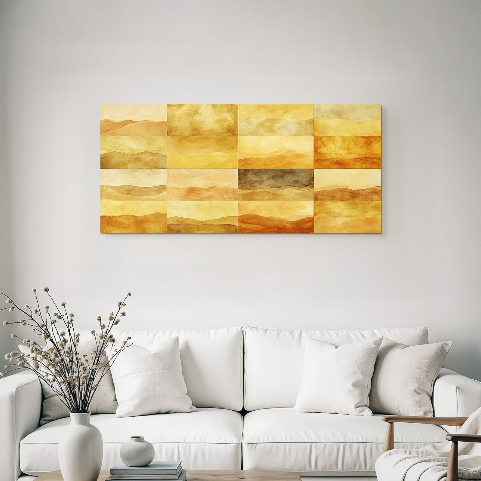 Abstrakte Landschaft Paneele Braun Gelb Wasserfarbe Texture