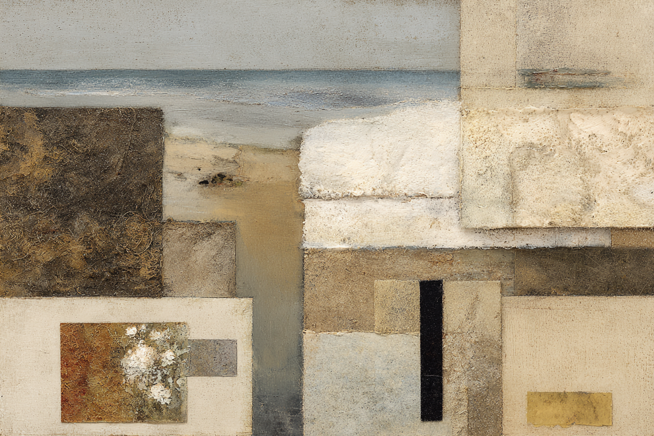 Abstrakte Malerei Geometrische Formen Erdtöne Küstenlandschaft | Gold und Beige | Farbenwelten