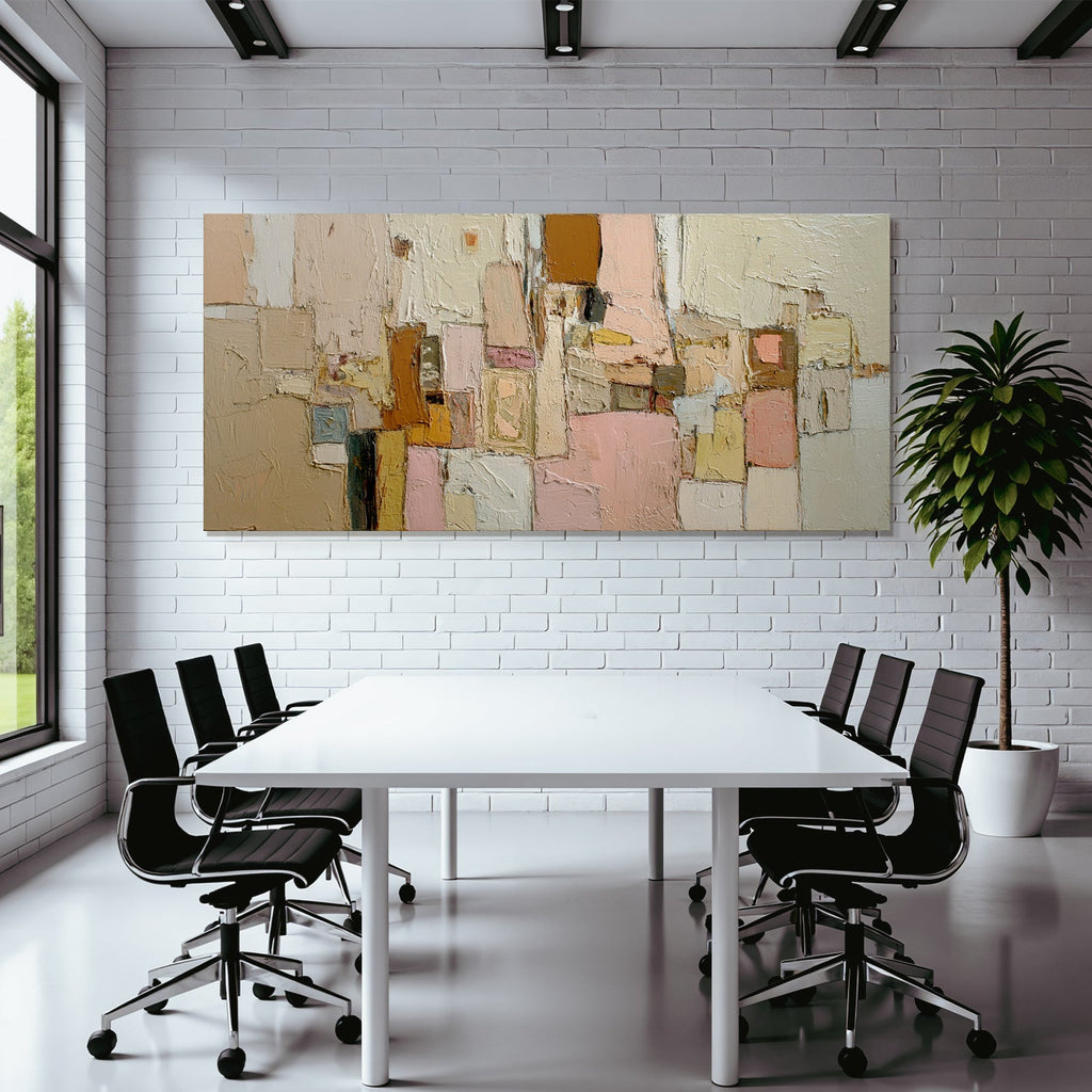 Abstrakte Malerische Geometrische Formen In Beige Rosa Und Weiss