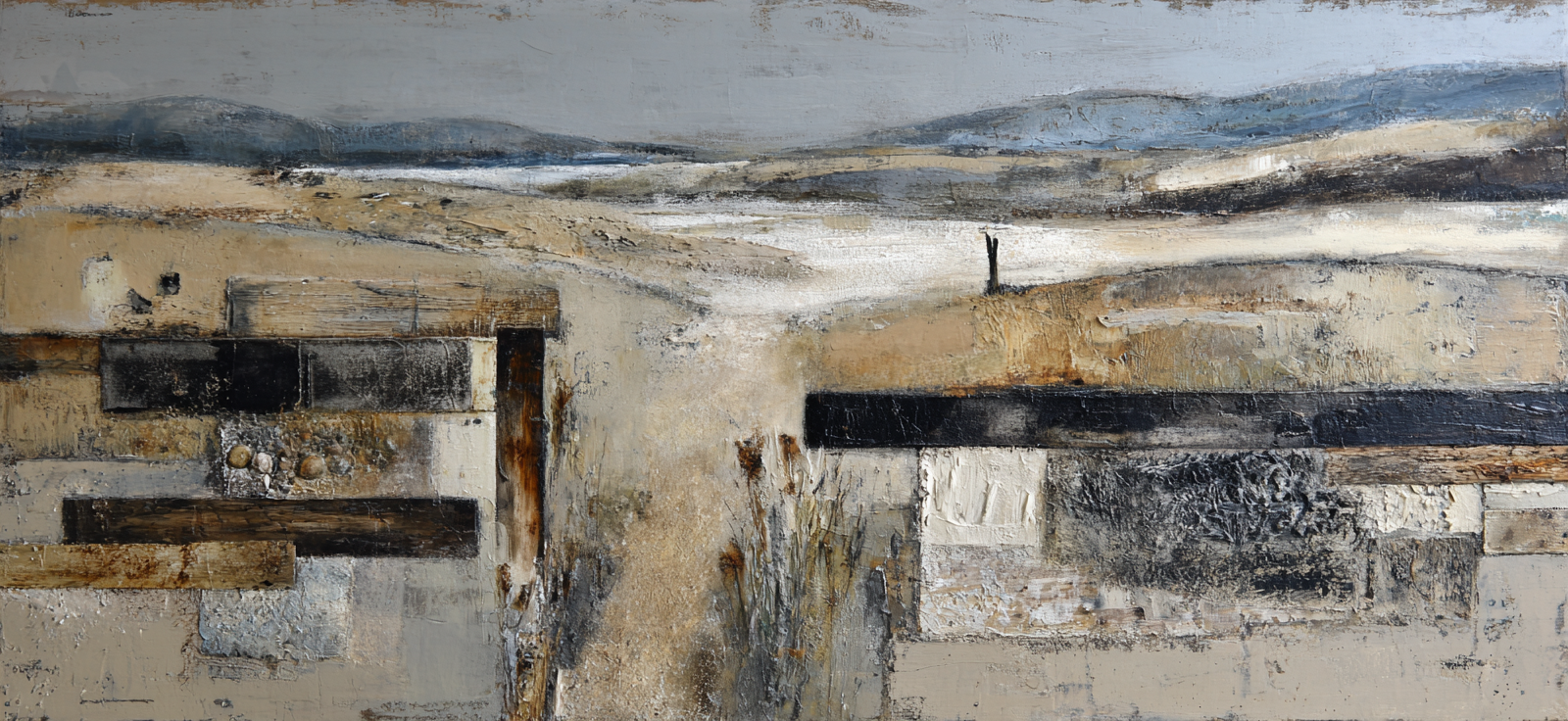 Abstraktes Landschaftsbild In Erdfarben Mit Texturen Und Einfachheit | Gold und Beige | Farbenwelten