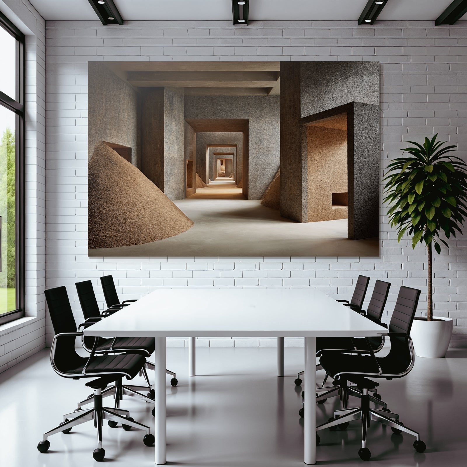 Architektonischer Raum Mit Texturierten Wänden Und Cone Haufen