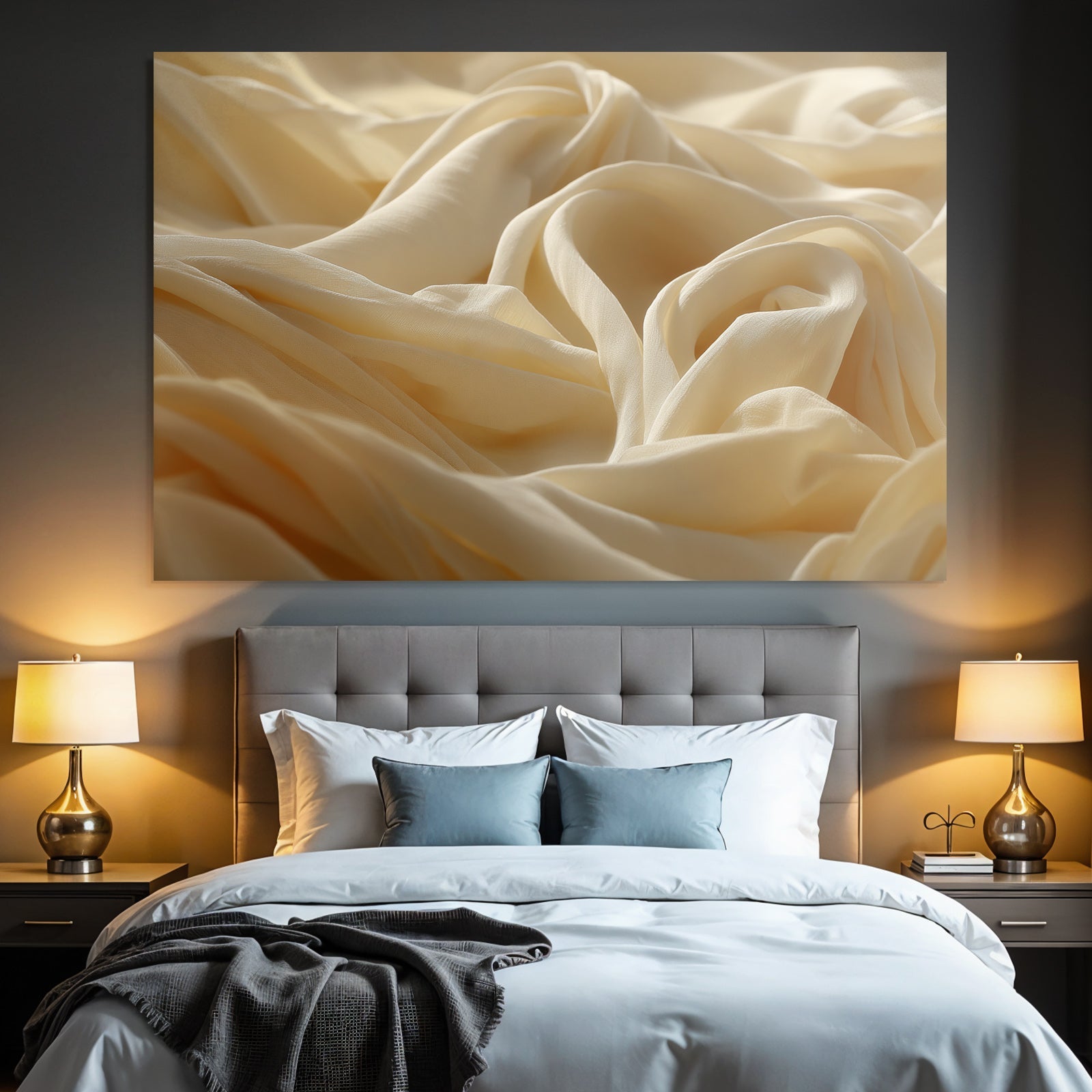 Beige Creme Faltiger Stoff Silk Chiffon Texture