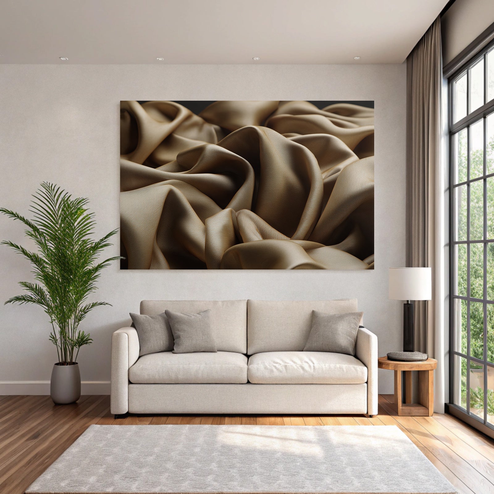 Faltiger Satin Goldbraun