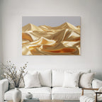 Goldener Stoff Welliges Design Satin Seide Falten