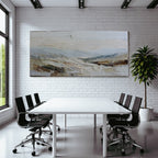 Landschaft Mit Impasto Technik Bergblick Sanfte Wolken Stille Natur