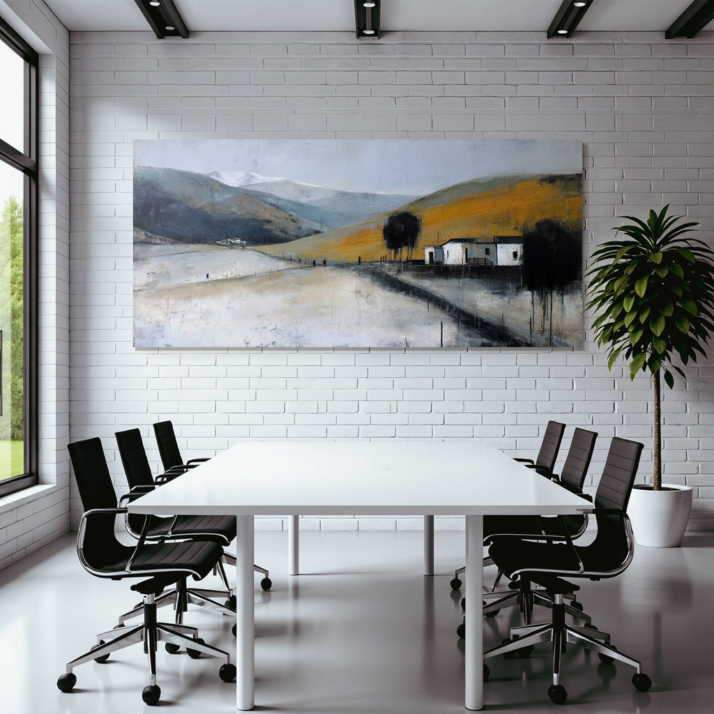 Landschaftsbild Hügel Strasse Gebäude Tranquil Atmosphäre