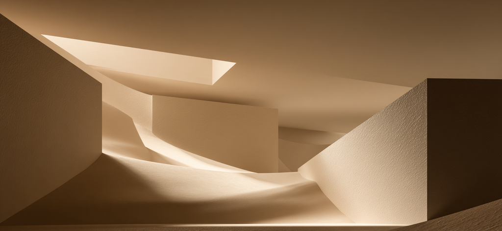 Minimalistische Architektur Grundriss Innenraum | Gold und Beige | Farbenwelten