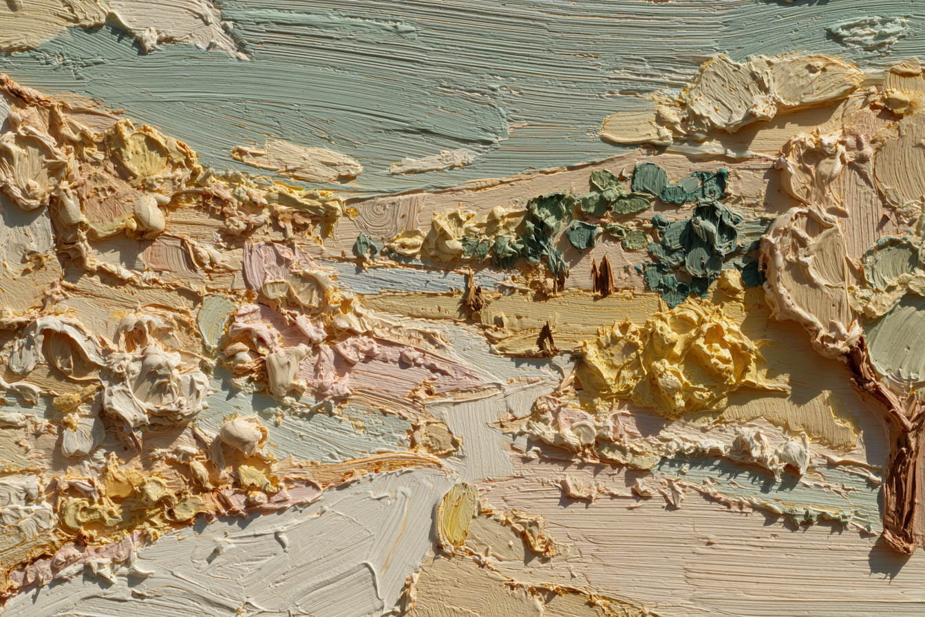 Naturlandschaft Mit Bäumen Himmel Und Weg | Gold und Beige | Farbenwelten