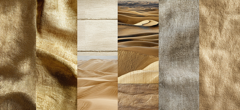 Sand Dünen Und Stoff Texturen Collage | Gold und Beige | Farbenwelten