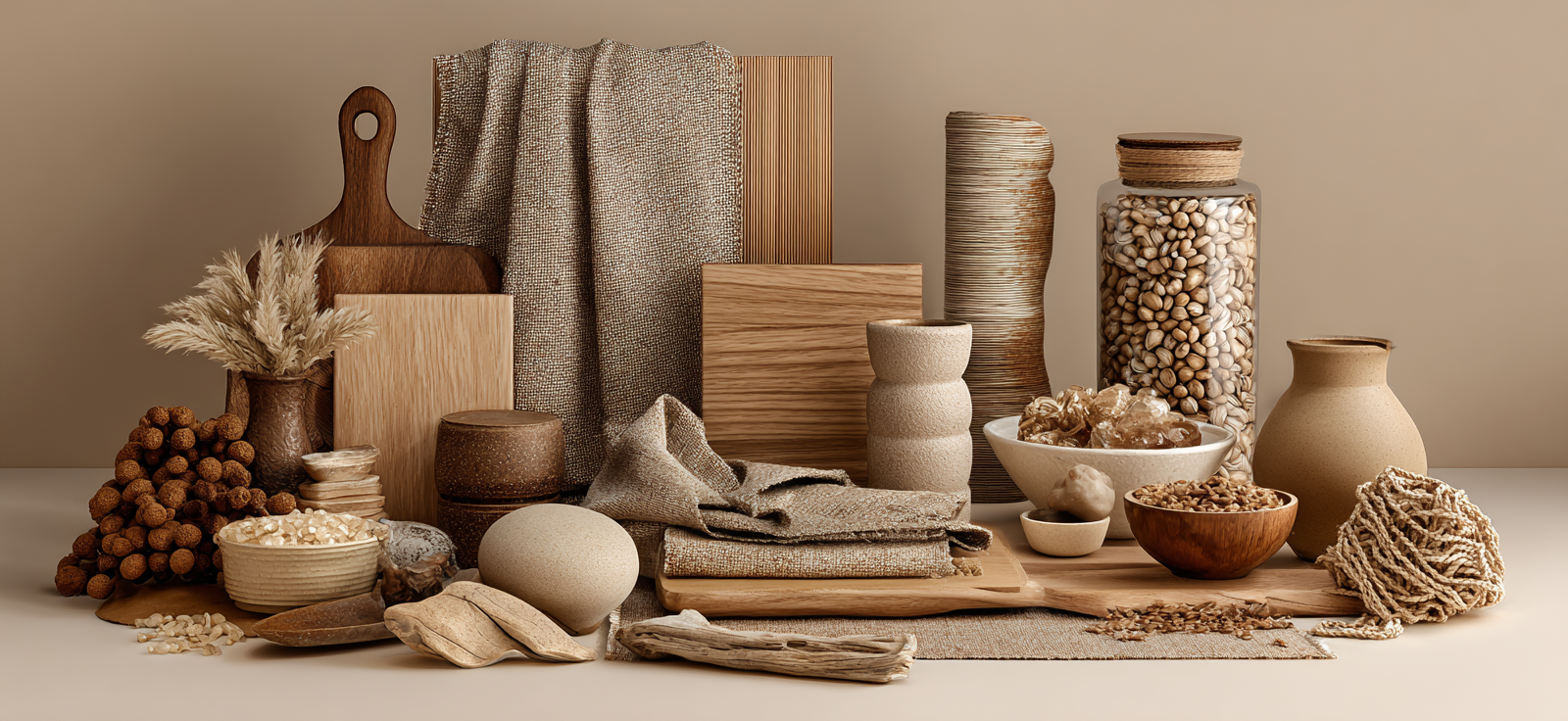 Schonende Stillleben Mit Naturmaterialien Und Texturen | Gold und Beige | Farbenwelten