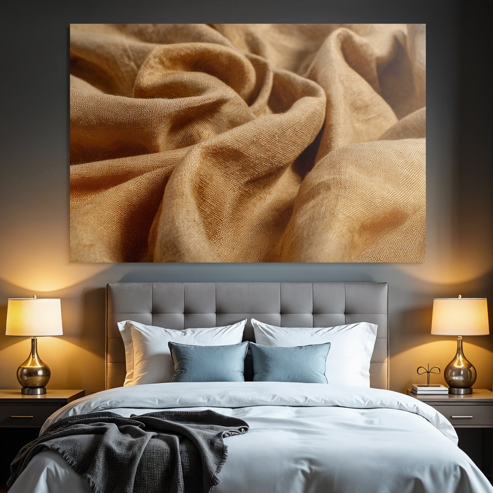 Texturiertes Stoff Detail Goldbraun Linen Baumwolle