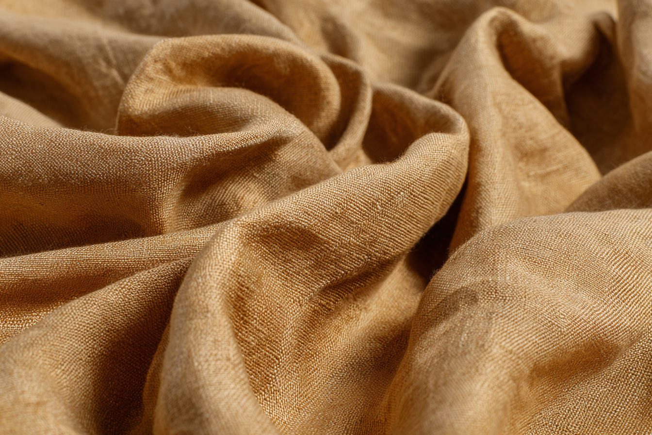 Texturiertes Stoff Detail Goldbraun Linen Baumwolle | Gold und Beige | Farbenwelten