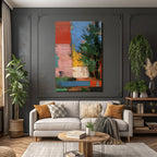 Abstraktes Gemälde Mit Vibranten Farben Und Texturen