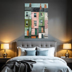 Bunte Häuser Stadtlandschaft Malerische Illustration