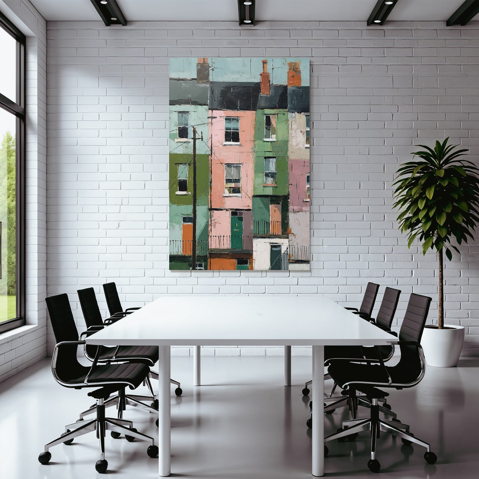 Bunte Häuser Stadtlandschaft Malerische Illustration