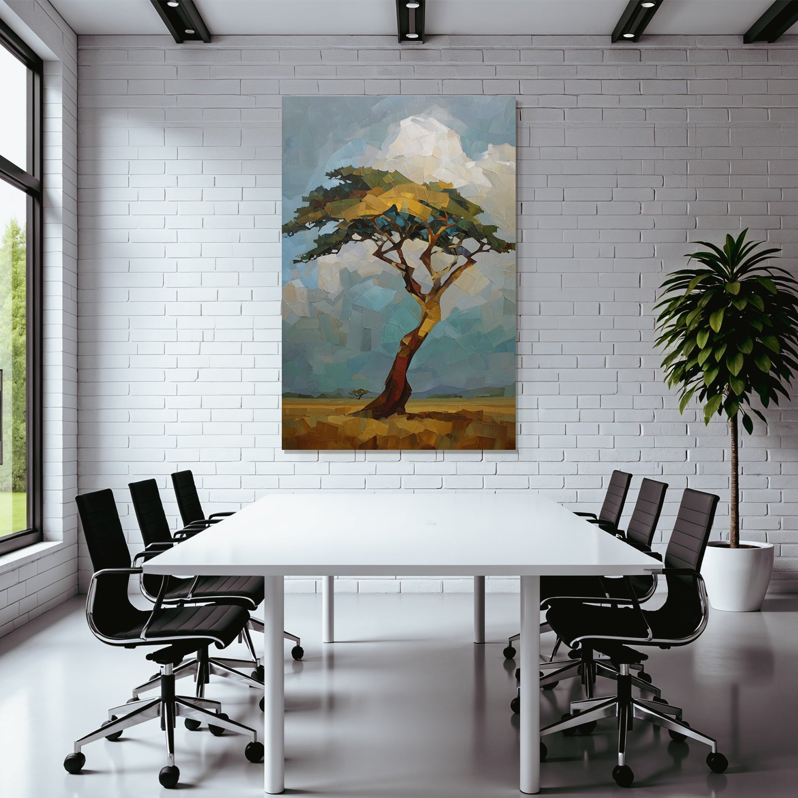 Einsame Baum Impressionistische Darstellung Vibrante Farben
