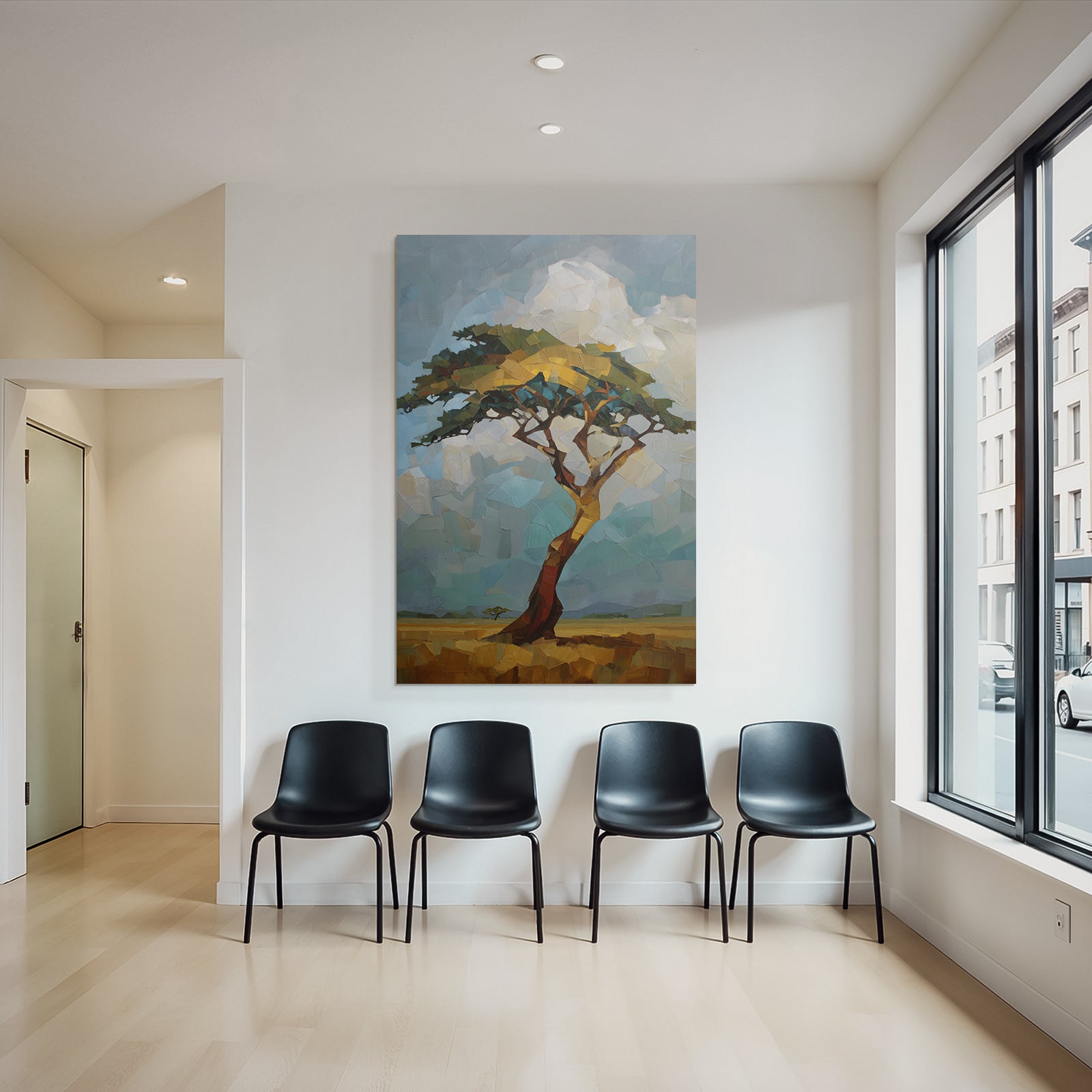 Einsame Baum Impressionistische Darstellung Vibrante Farben