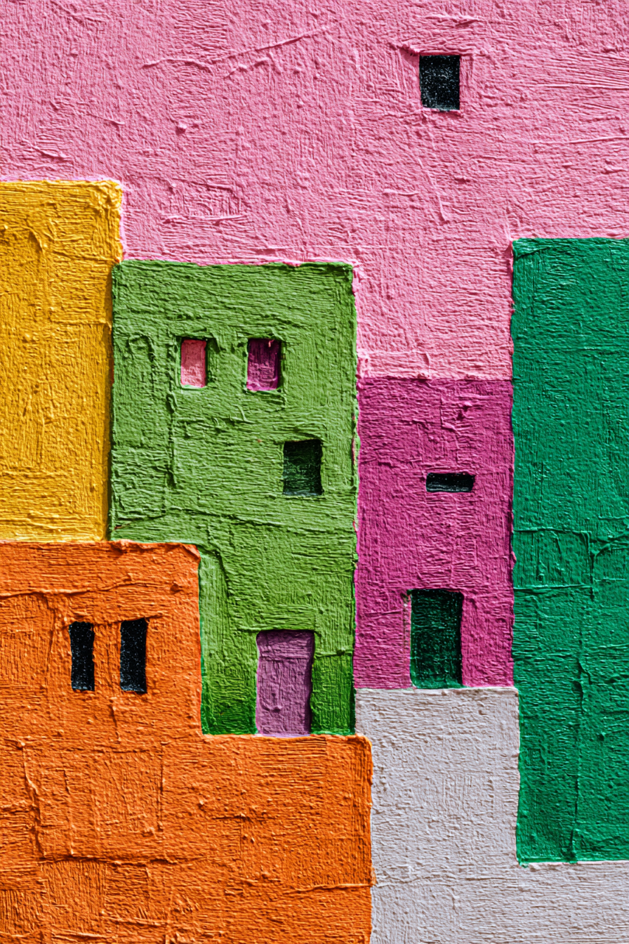 Farbige Geometrische Formen Abstrakte Kunstwerk | Gruen Rosa Orange Lila | Farbenwelten