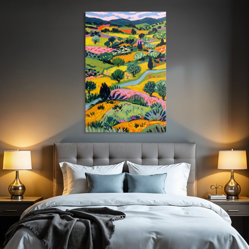 Lebendige Landschaft Mit Hügel Bäumen Und Fluss