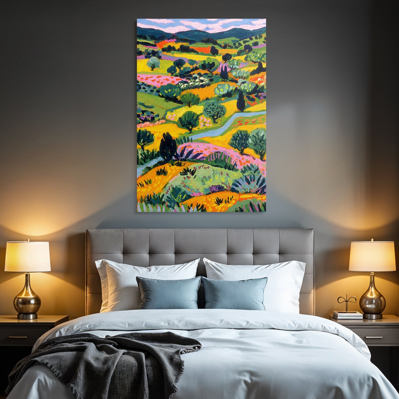 Lebendige Landschaft Mit Hügel Bäumen Und Fluss