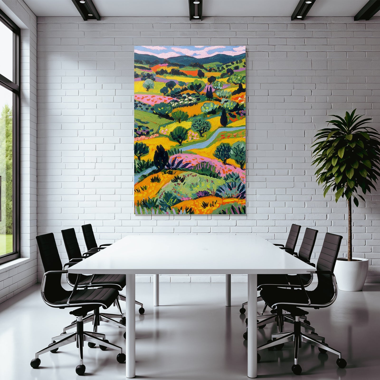 Lebendige Landschaft Mit Hügel Bäumen Und Fluss