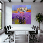 Abstracte Landschaft Mit Blumen Und Gebäude