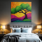 Bunt Baum In Traumhaften Landschaft Mit Swirling Farben