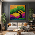 Bunt Baum In Traumhaften Landschaft Mit Swirling Farben