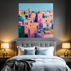 Bunte Stadtlandschaft Impressionistische Malerei Pastellfarben