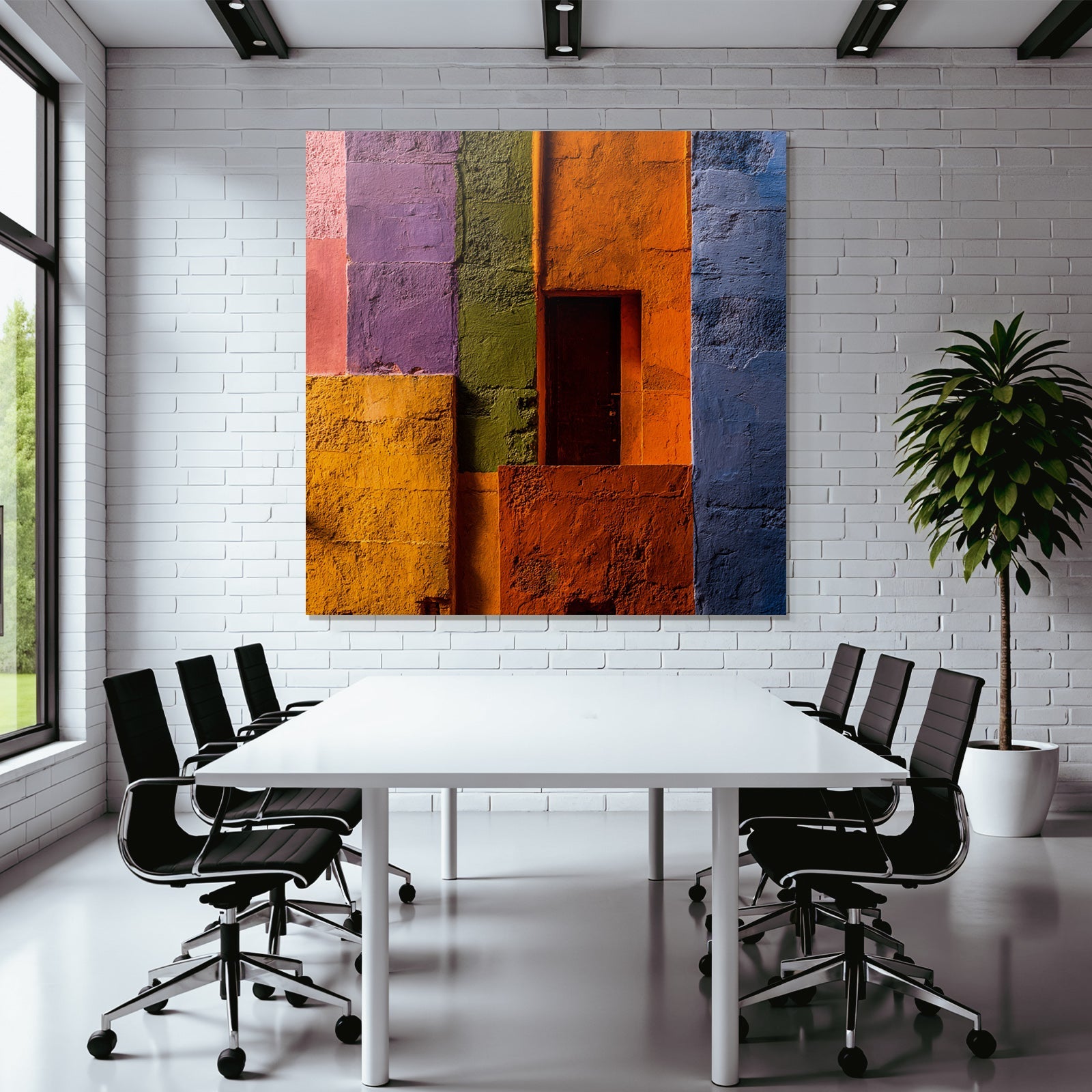 Bunte Wand Mit Türen In Der Stadtgestaltung