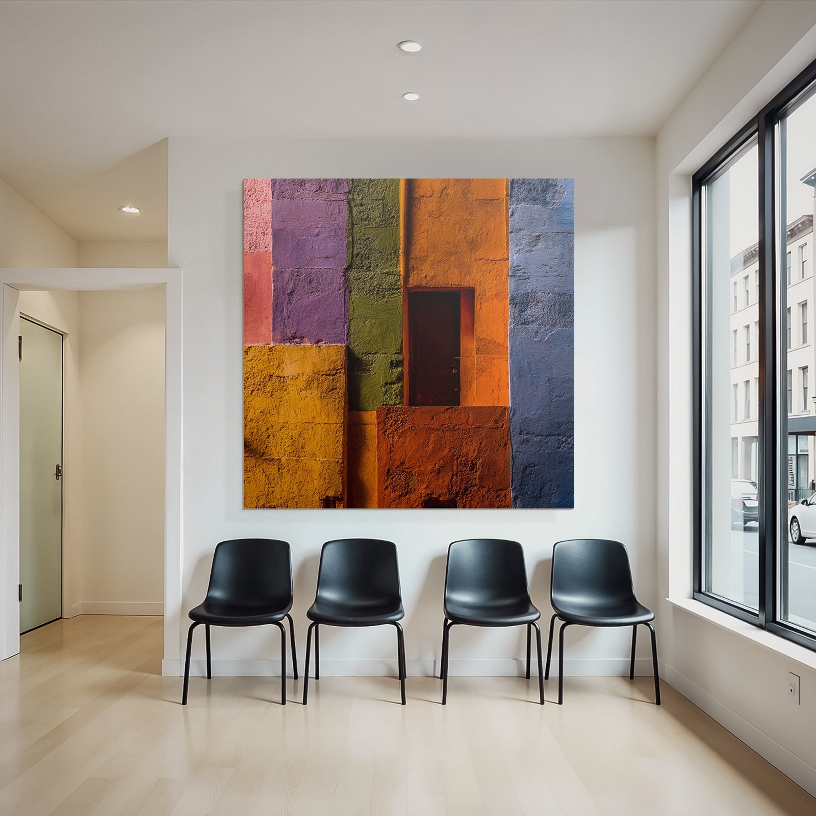 Bunte Wand Mit Türen In Der Stadtgestaltung
