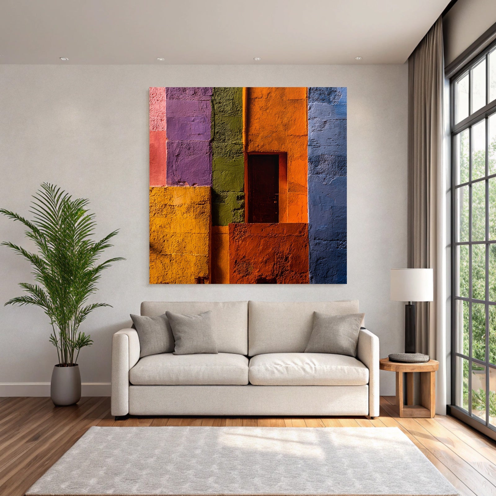 Bunte Wand Mit Türen In Der Stadtgestaltung