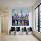Farbenfrohes Impressionistisches Stadtbild Von Paris Mit Sehenswürdigkeiten