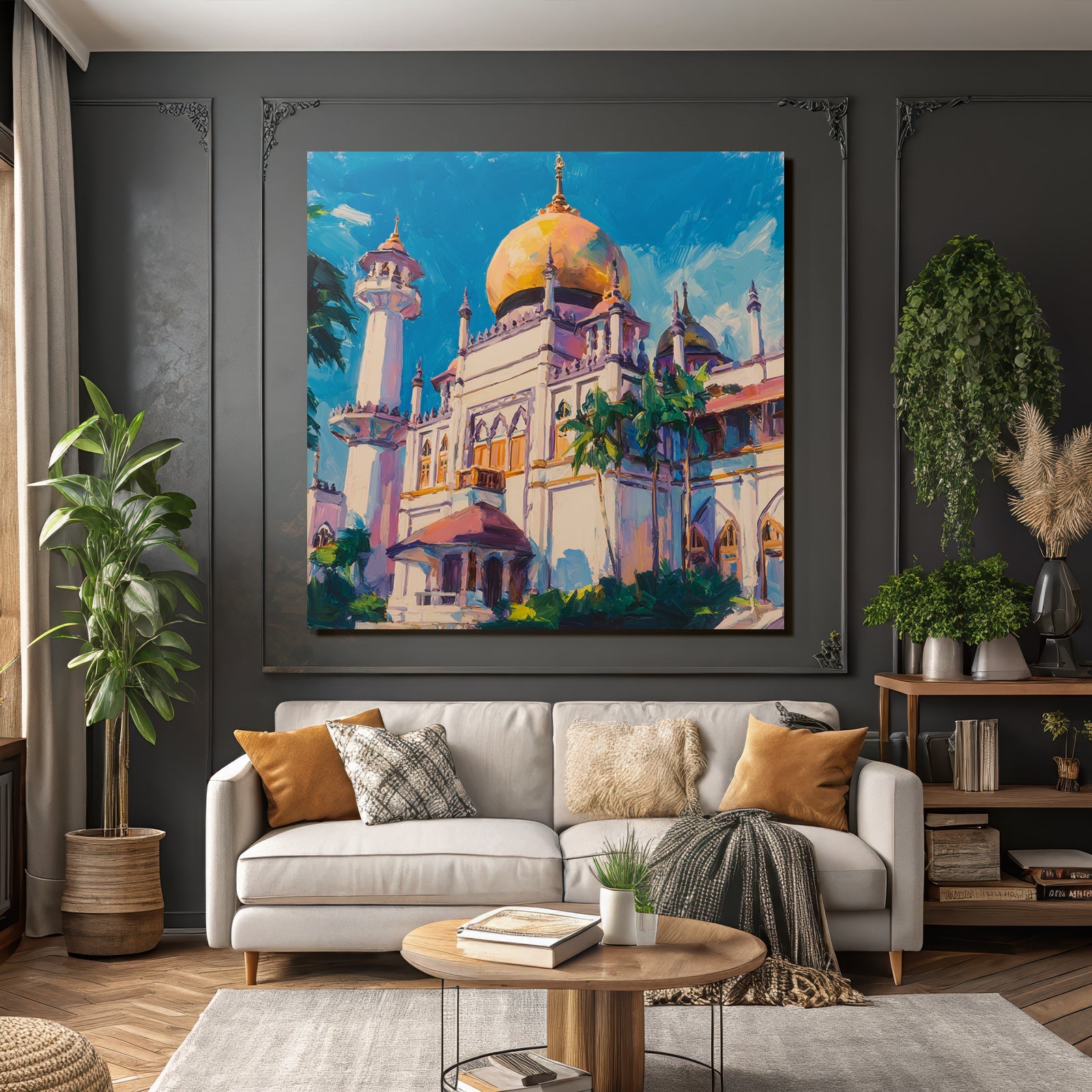 Goldene Kuppel Traditionelle Islamische Architektur Umgeben Von Grün