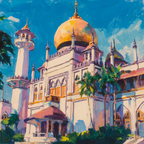 Goldene Kuppel Traditionelle Islamische Architektur Umgeben Von Grün 100 Chars | Gruen Rosa Orange Lila | Farbenwelten