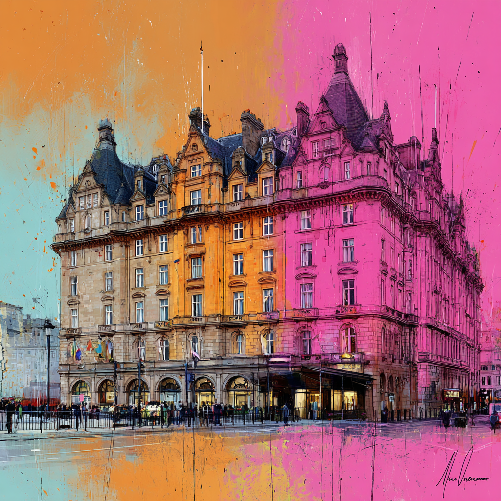 Kunstvolle Architektur Mit Leuchtenden Farben | Gruen Rosa Orange Lila | Farbenwelten