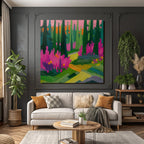 Lebendiger Bunter Wald Mit Blumen