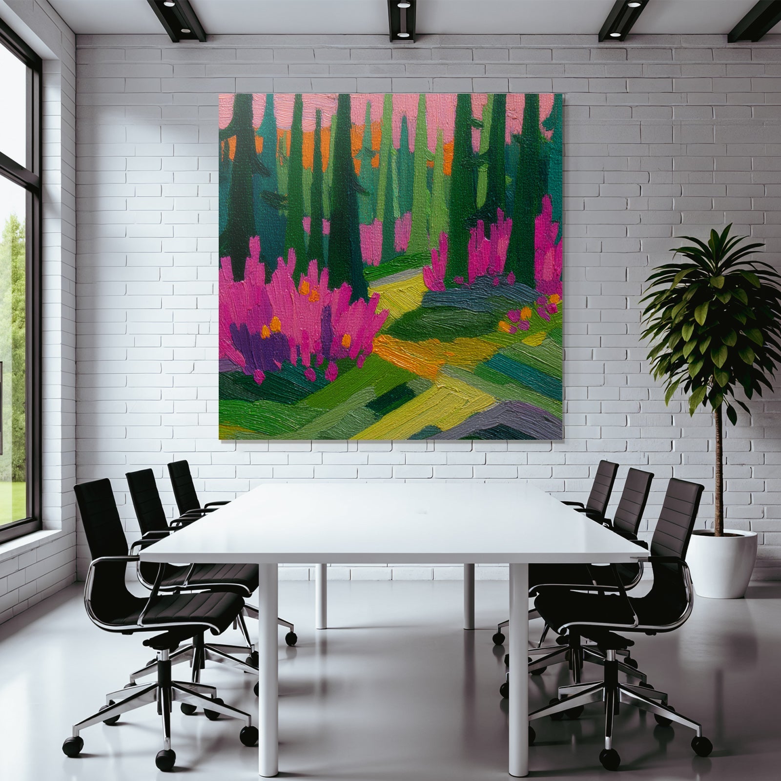 Lebendiger Bunter Wald Mit Blumen