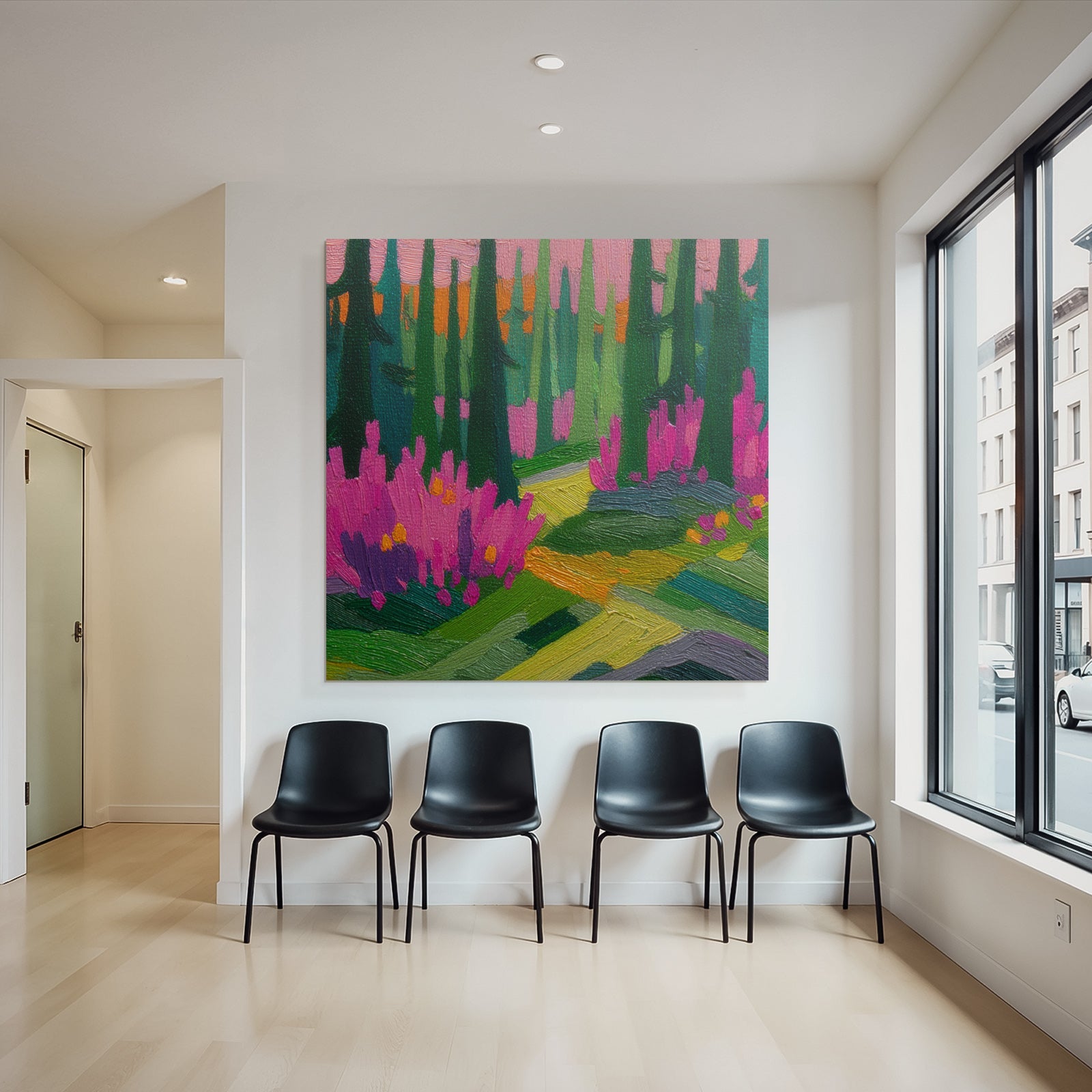 Lebendiger Bunter Wald Mit Blumen