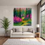 Lebendiger Bunter Wald Mit Blumen