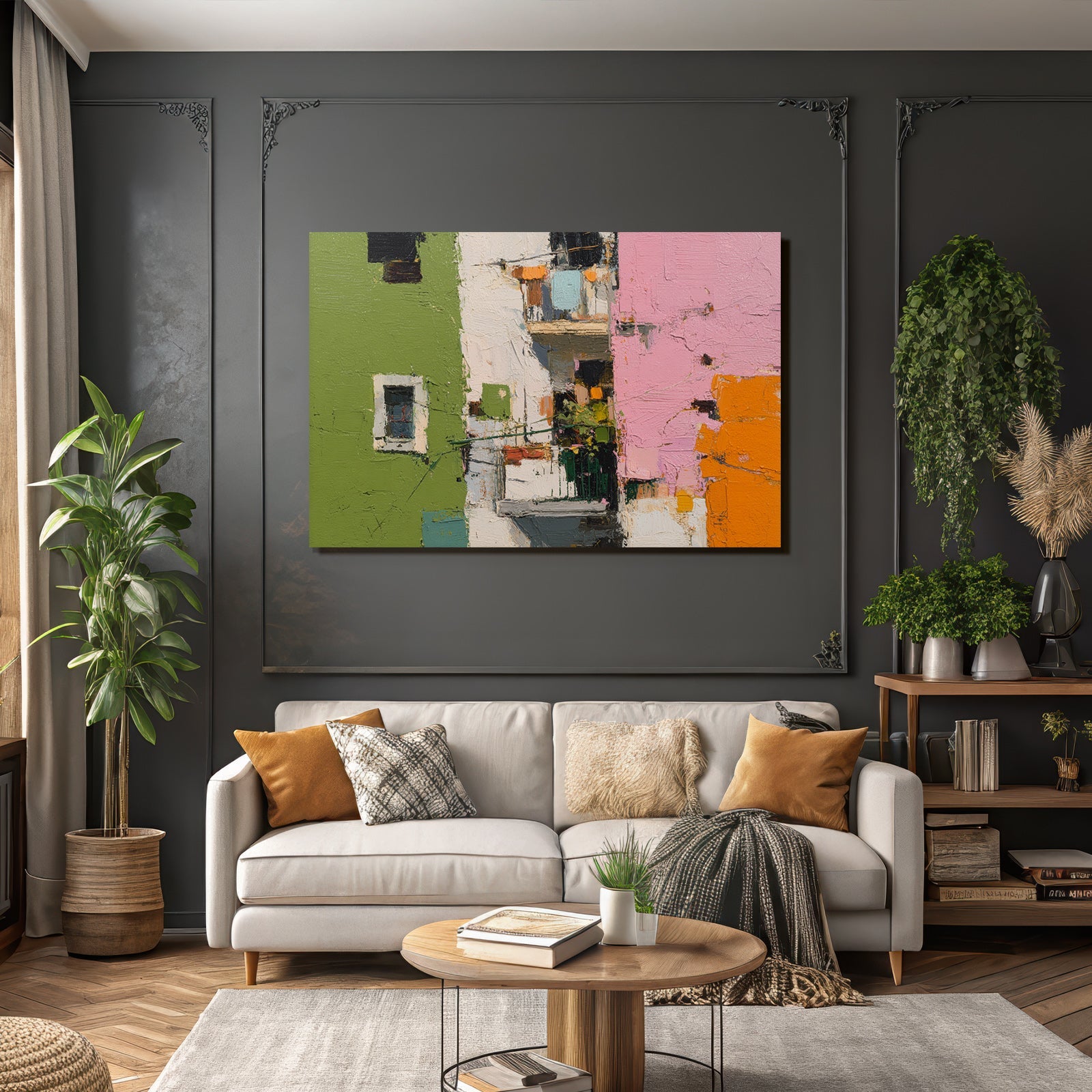 Abstracte Gebäudefassade Bunt Impressionistisch