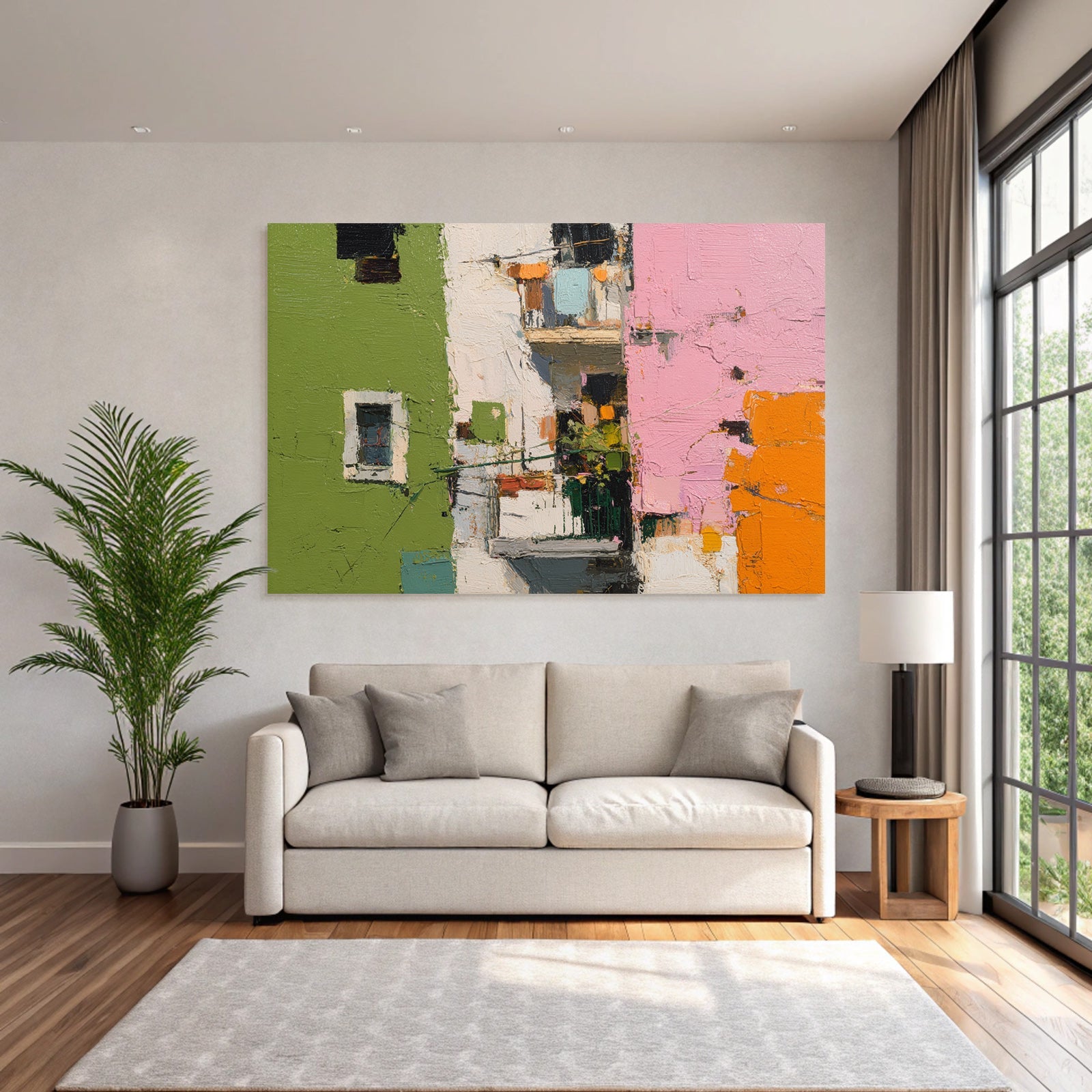 Abstracte Gebäudefassade Bunt Impressionistisch