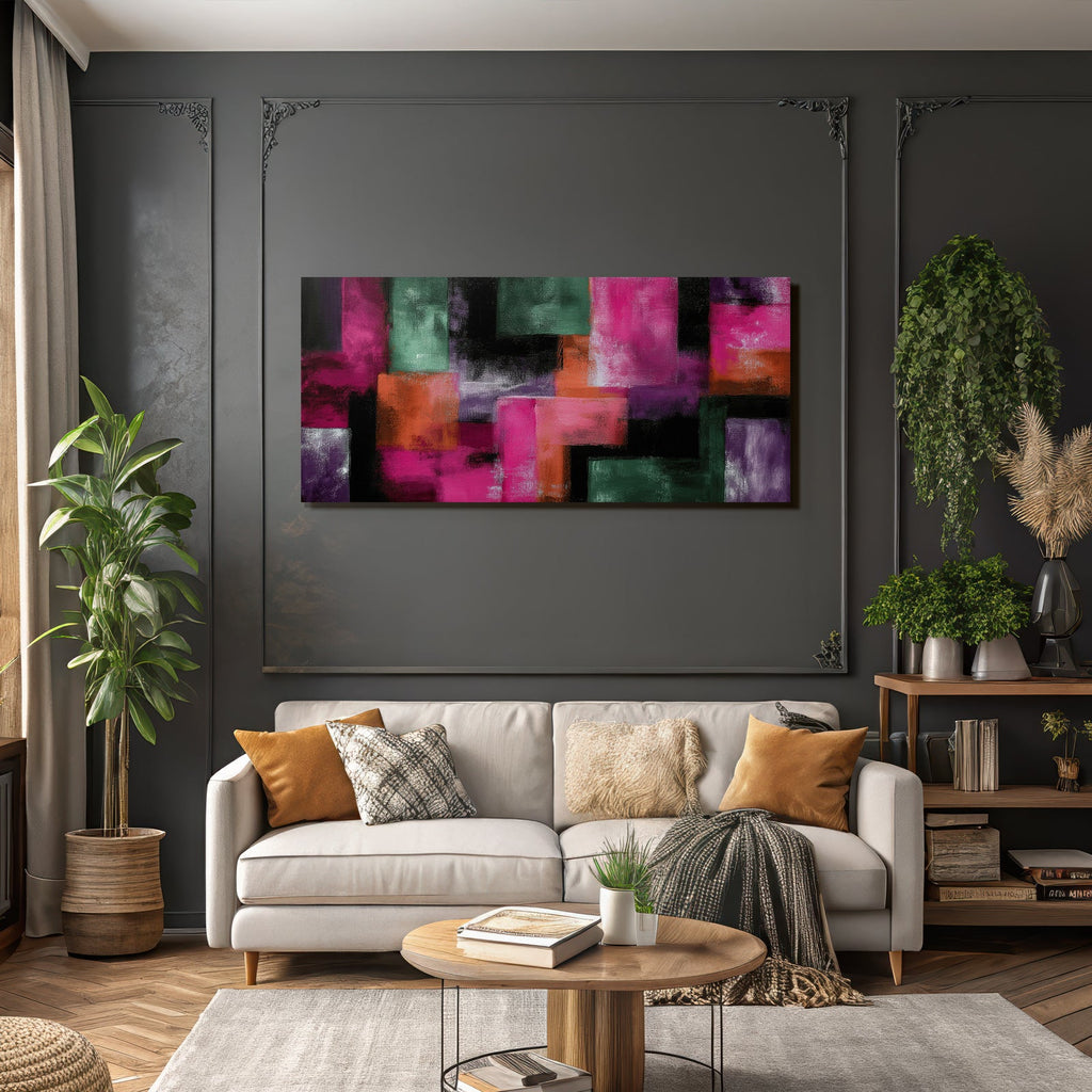Abstractes Gemälde Geometrische Formen Vibrante Farben