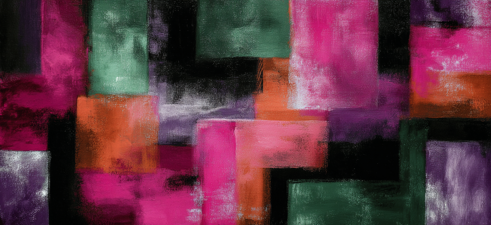 Abstractes Gemälde Geometrische Formen Vibrante Farben | Gruen Rosa Orange Lila | Farbenwelten