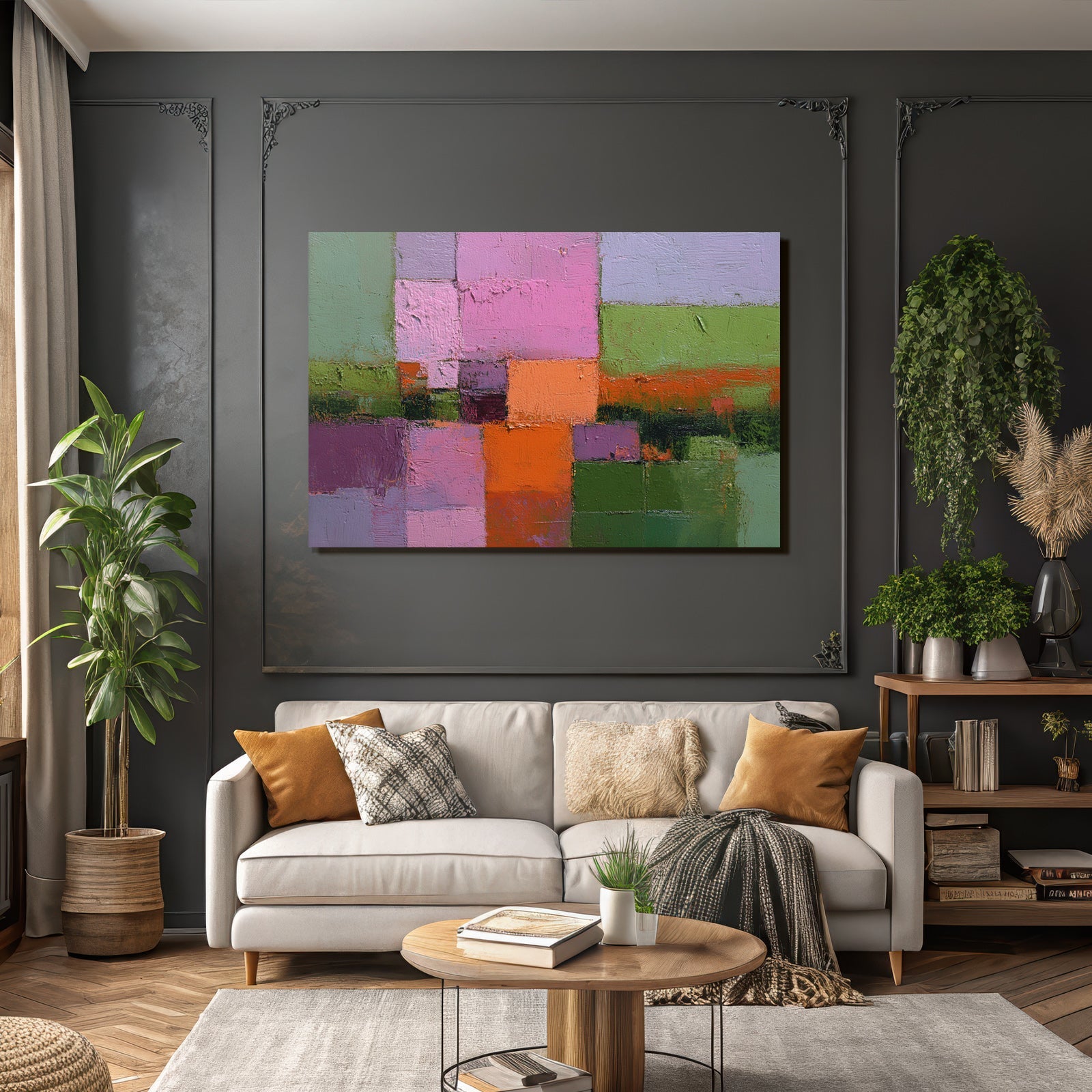 Abstraktes Gemälde Mit Farben Und Geometrischen Formen
