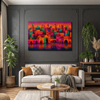 Bunte Abstracte Stadtlandschaft Mit Reflexionen